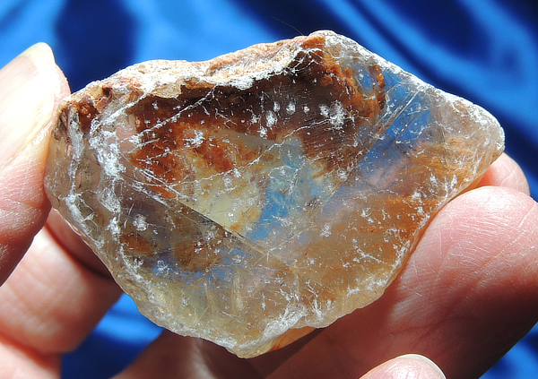 Rainbowed Clear and Pale Blue Apatite with Hematite - Door to Psychic Connections